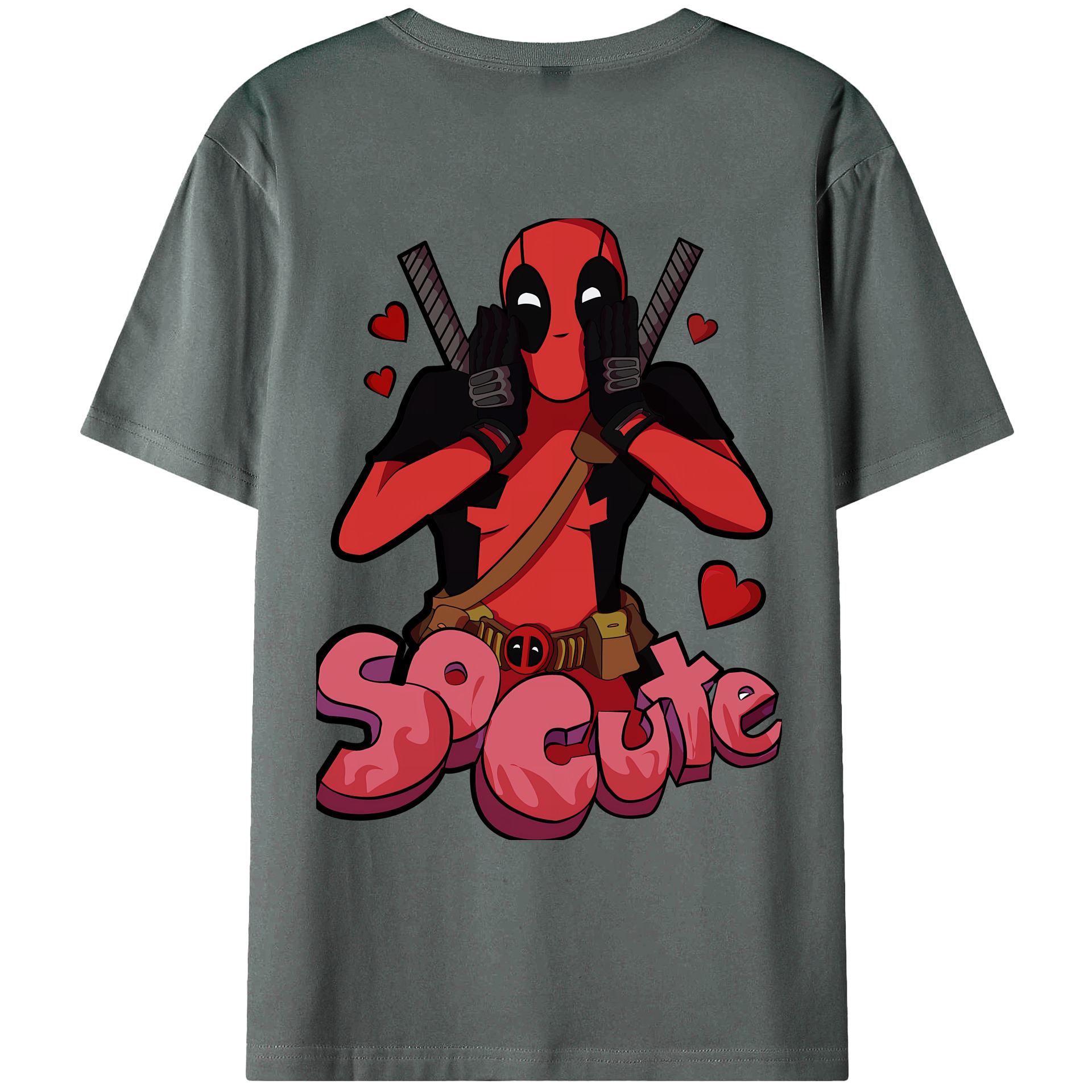 （画像用） Deadpool デッドプール 綿100％ メンズ半袖Tシャツ（バックプリント） 通気性